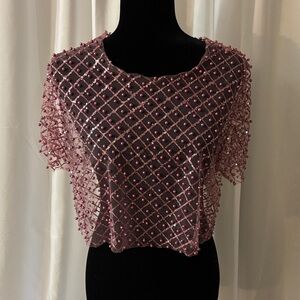 Pink Sheer Beaded top